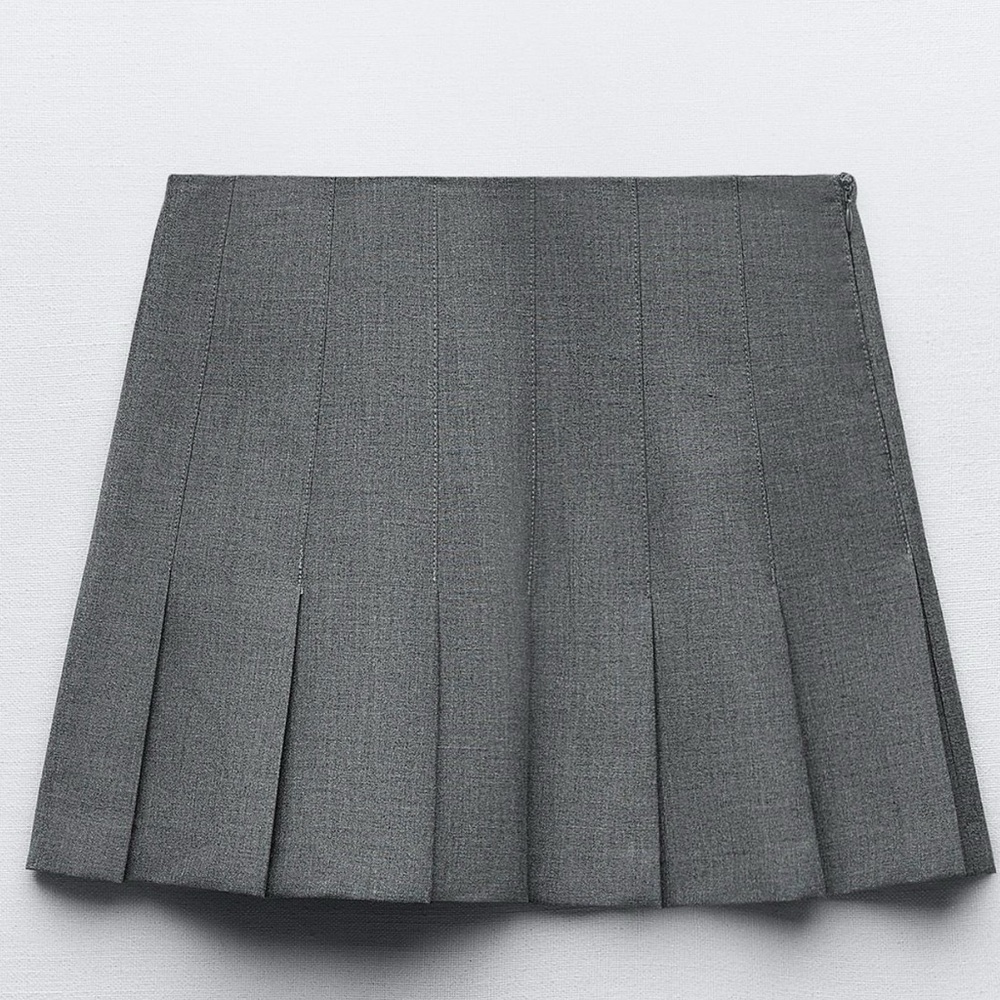 ZARA Pleated Mini Skirt XS New With Tags Box Pleat Preppy Style